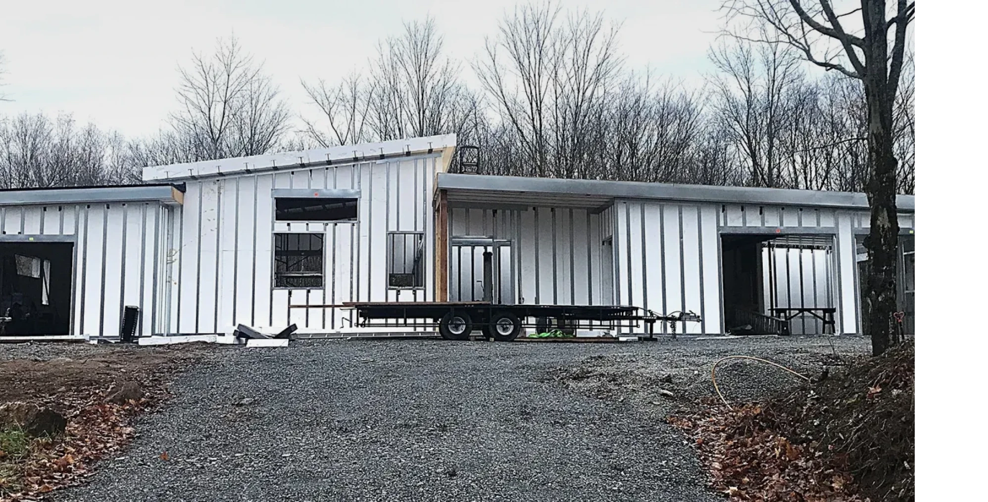 Minimalist home with metal siding